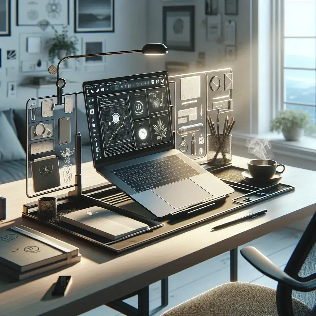 Bagaimana dudukan laptop dengan tempat dokumen terintegrasi meningkatkan produktivitas?